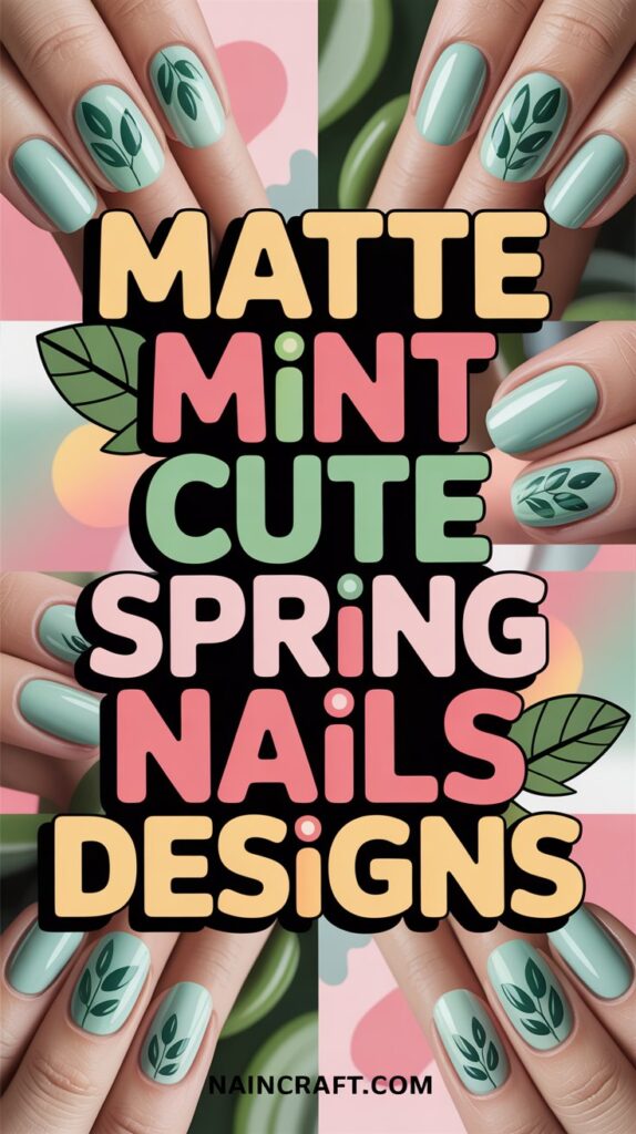 Matte Mint with Glossy Leaf Designs Matte Mint with Glossy Leaf Designs