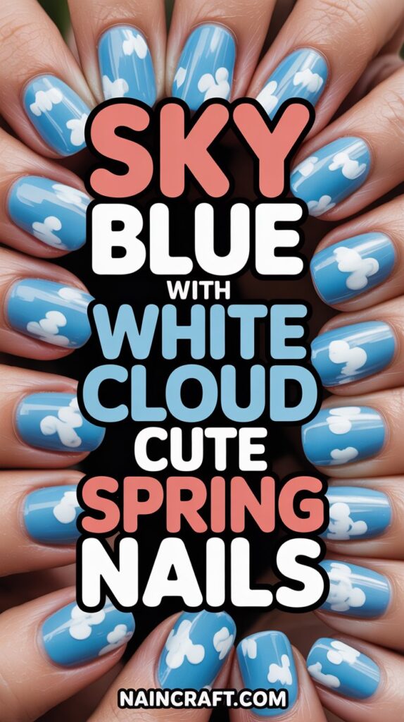 Sky blue cute spring nails design ideas Sky blue cute spring nails design ideas