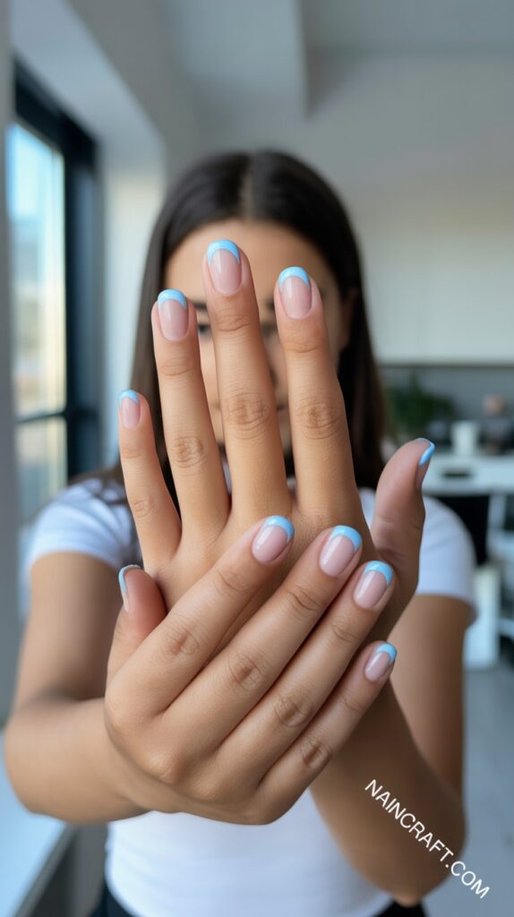 Baby Blue French Tips spring nails ideas Baby Blue French Tips spring nails ideas