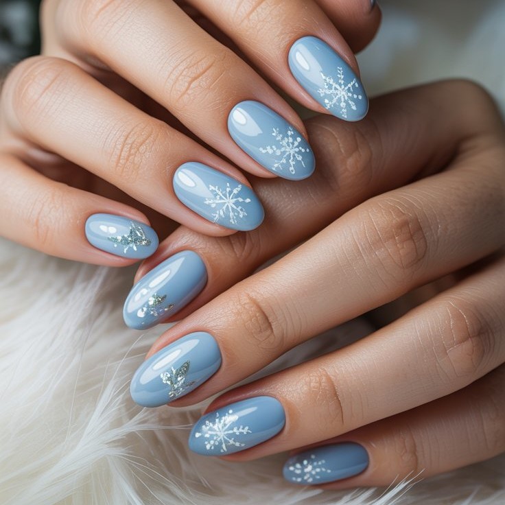 Blue Christmas Nails