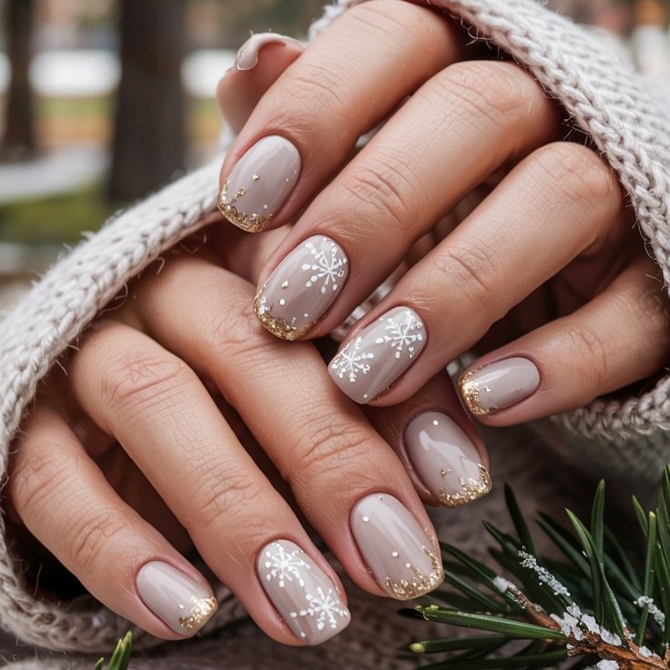 Neutral Christmas Nails