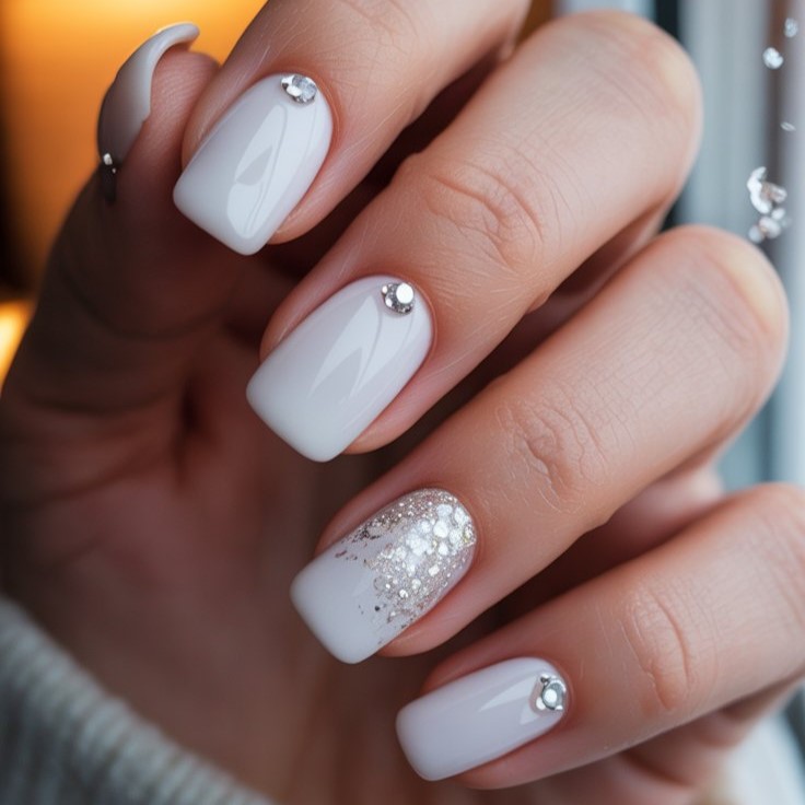 White Christmas Nails