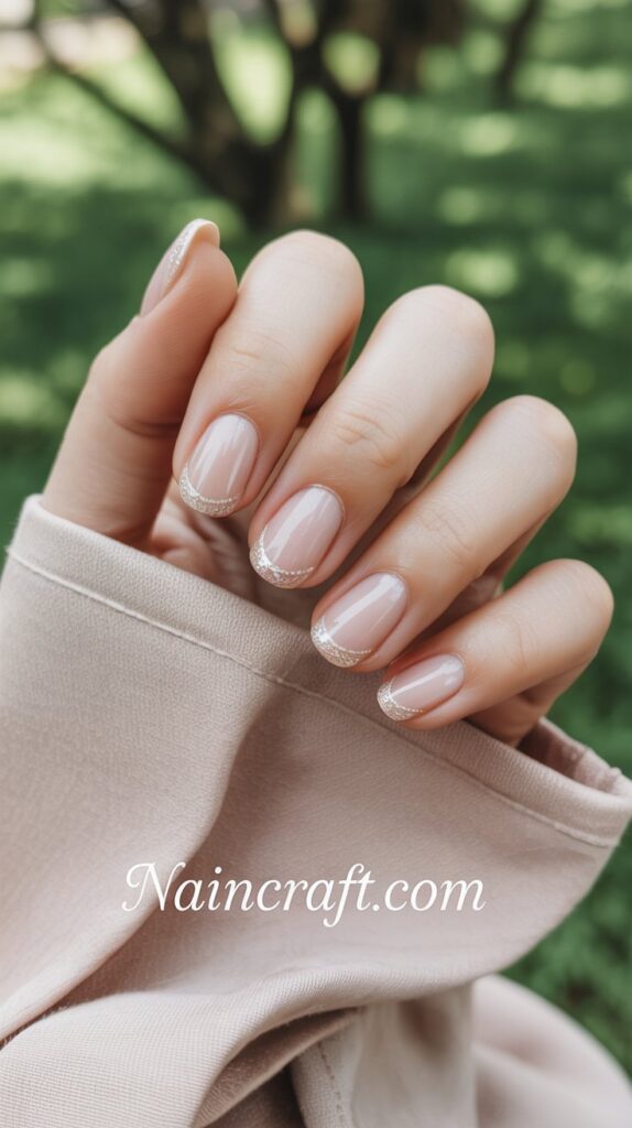 Sheer Nude with Micro French Tips nails