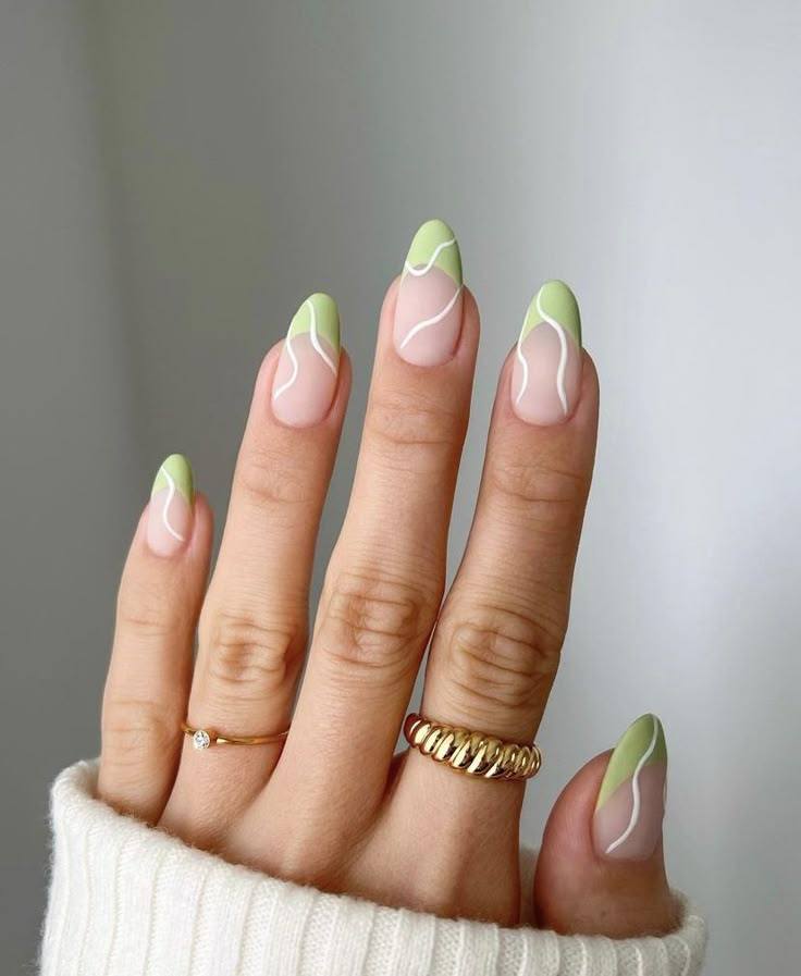 Green French Tip Nails