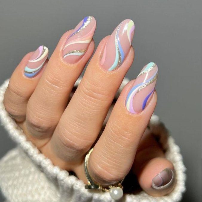 Pastel Swirl Nails
