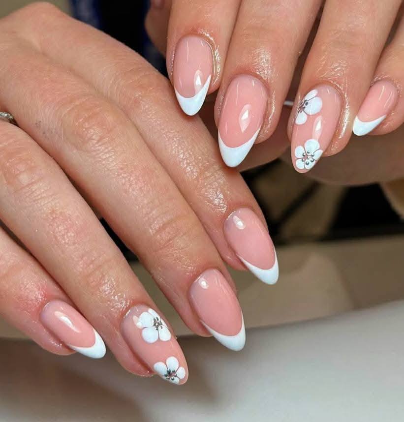 Soft Floral French Nails