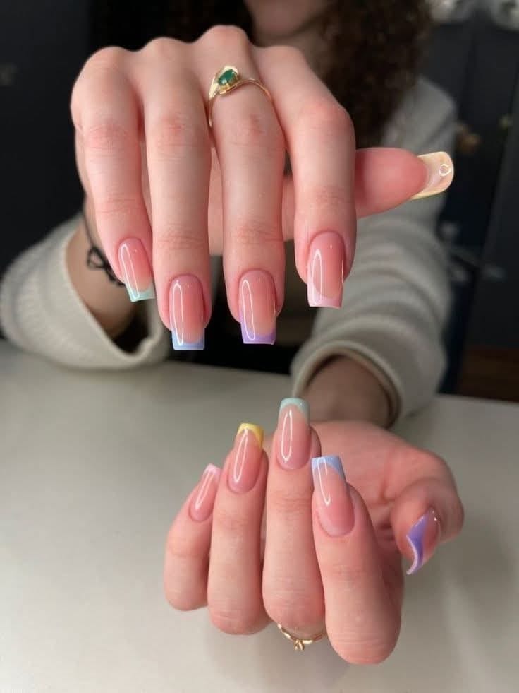 Soft Pastel Ombre French Nails