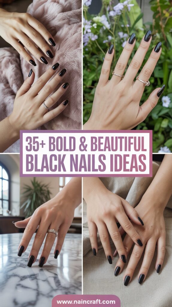 Black Nails Inspiration - 35+ Bold & Beautiful Black Nails Ideas You’ll Love in 2025