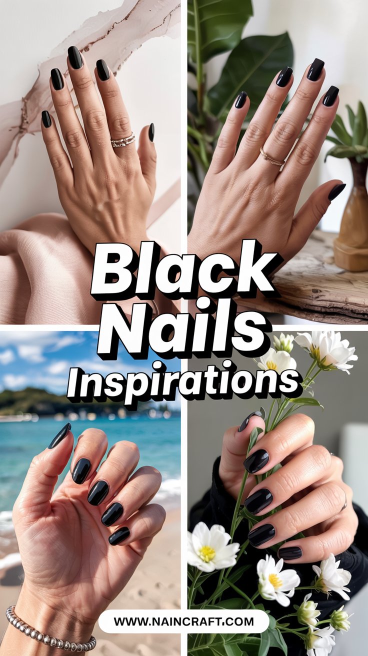 Black Nails Inspiration - 35+ Bold & Beautiful Black Nails Ideas You’ll Love in 2025