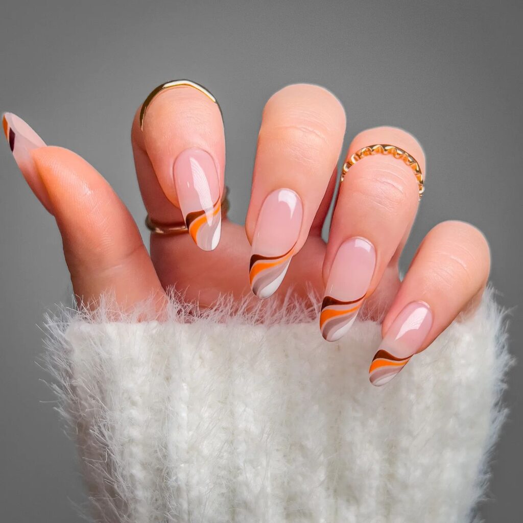 Autumn Swirl Cute Nails