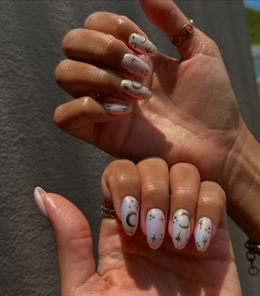 Celestial White Nails
