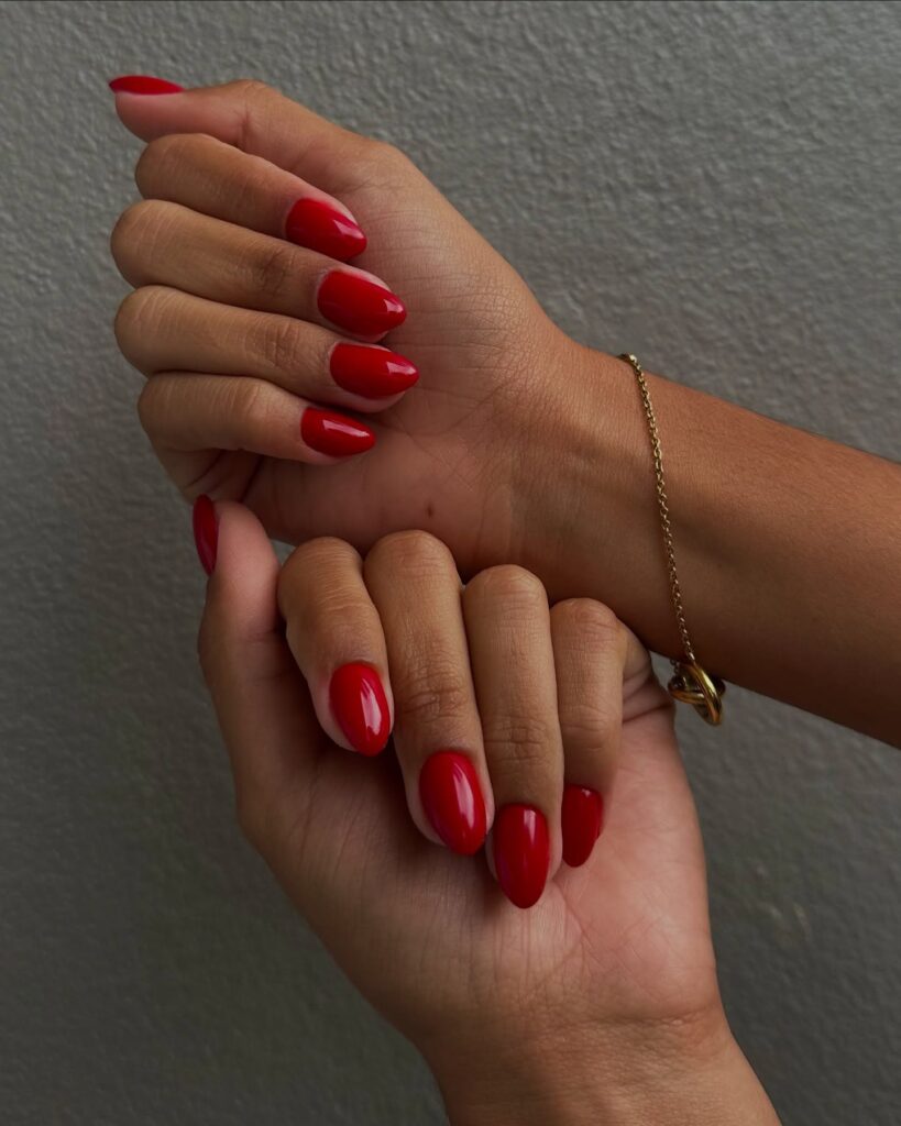 Classic Glossy Red Nails