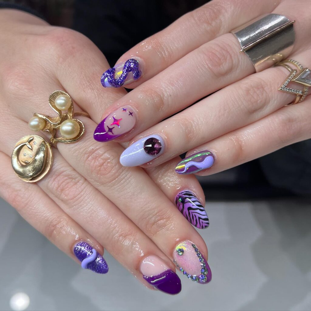 Cosmic Purple Fantasy Nails