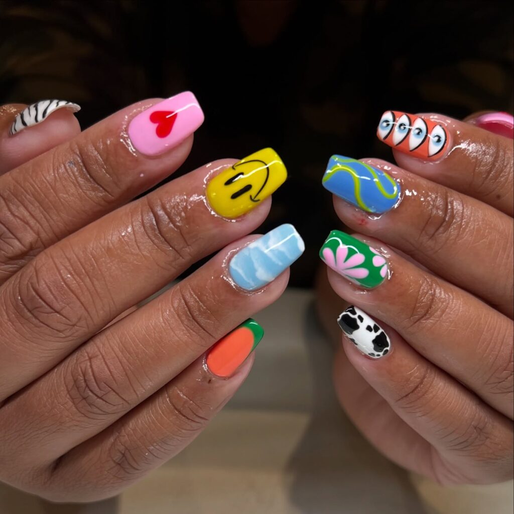 Fun Mixed Pattern Nails
