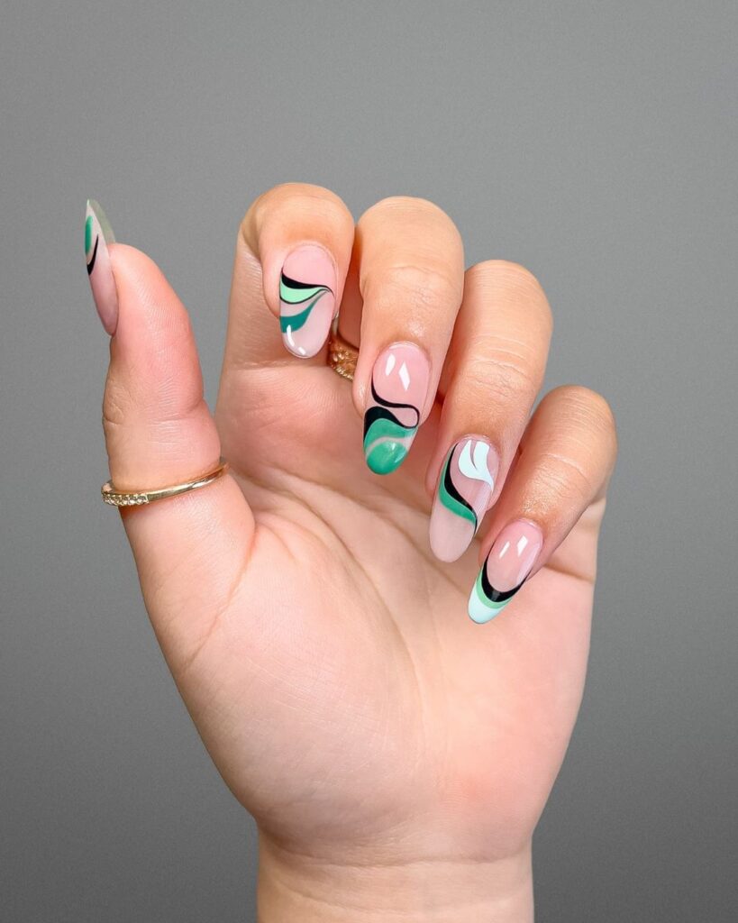 Green and Black Wavy Art