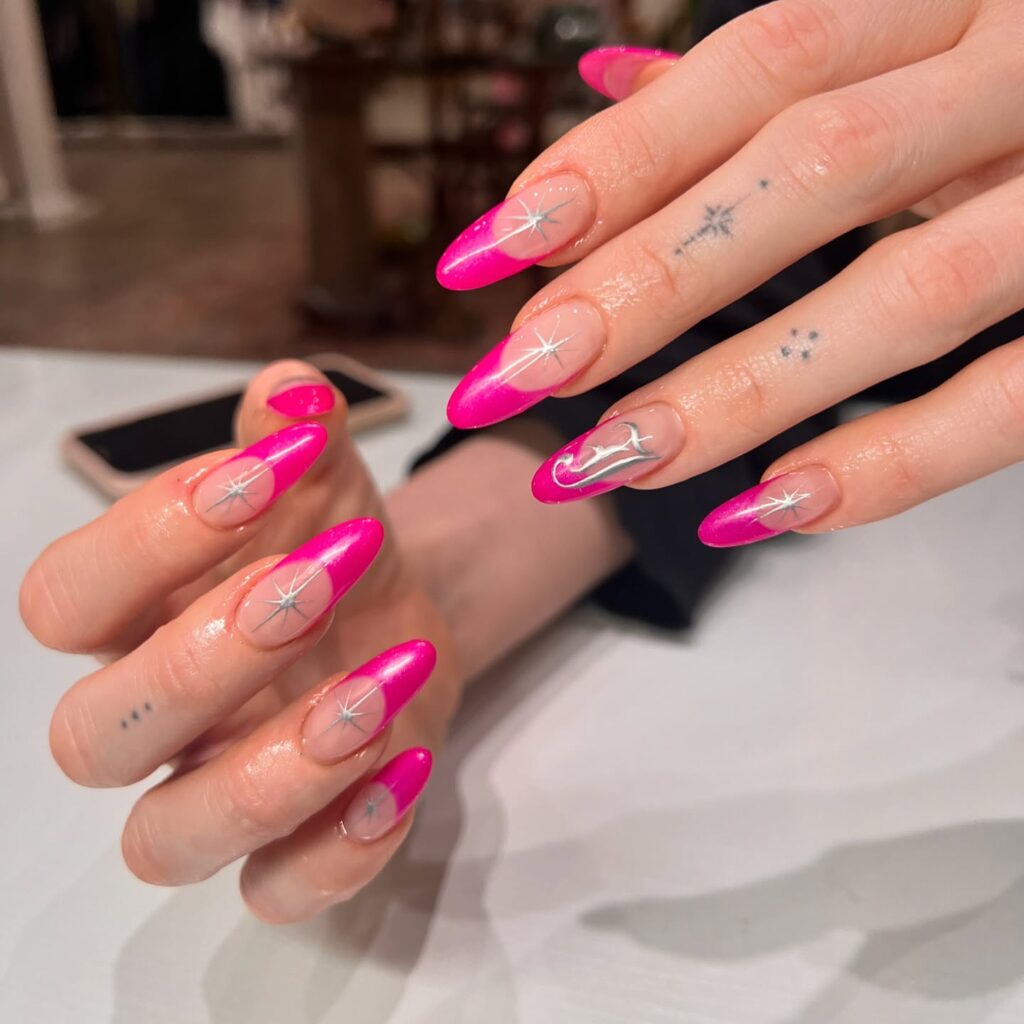 Hot Pink Starburst Nails
