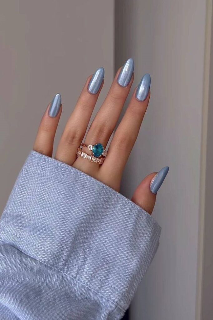 Light Blue Cat Eye Nails