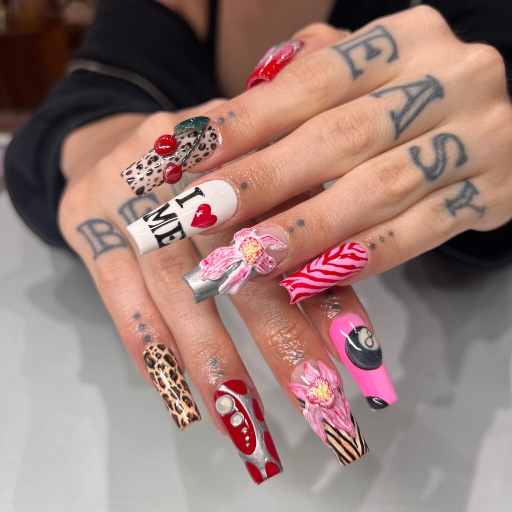 Maximalist Love & Nature Nails