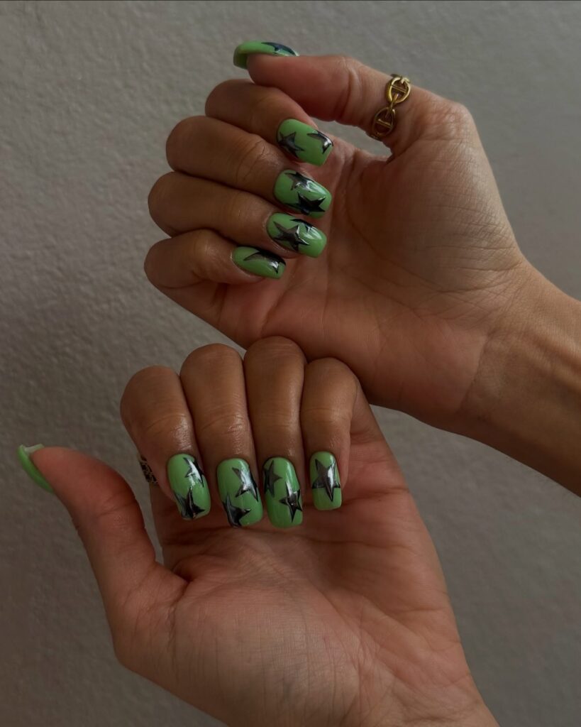 Mint Green Star Nails