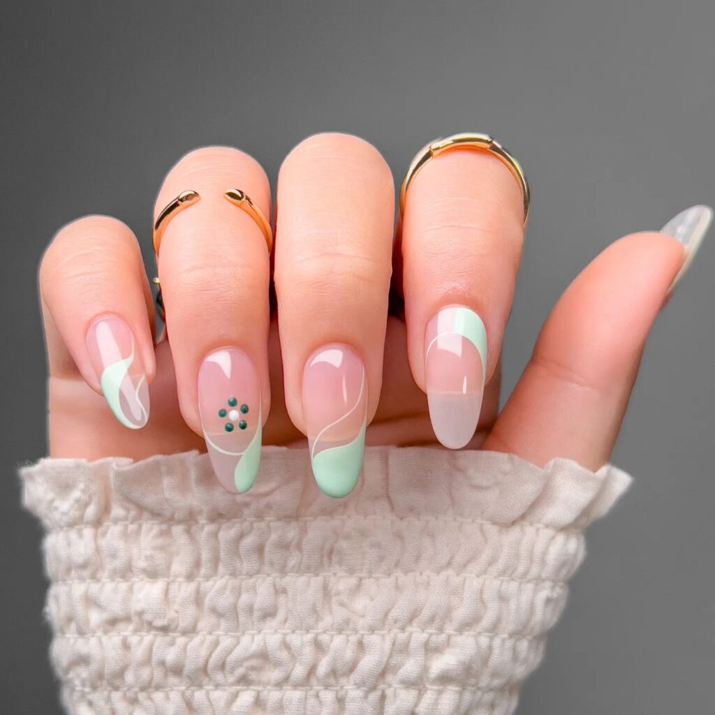 Minty Fresh Swirl Nails