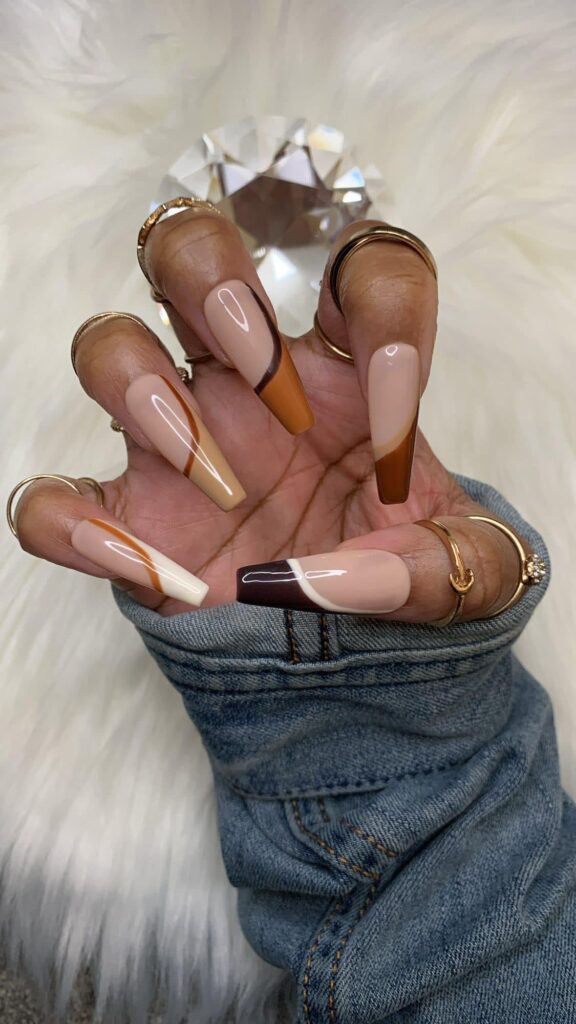 Multi-Tone Brown French Nails