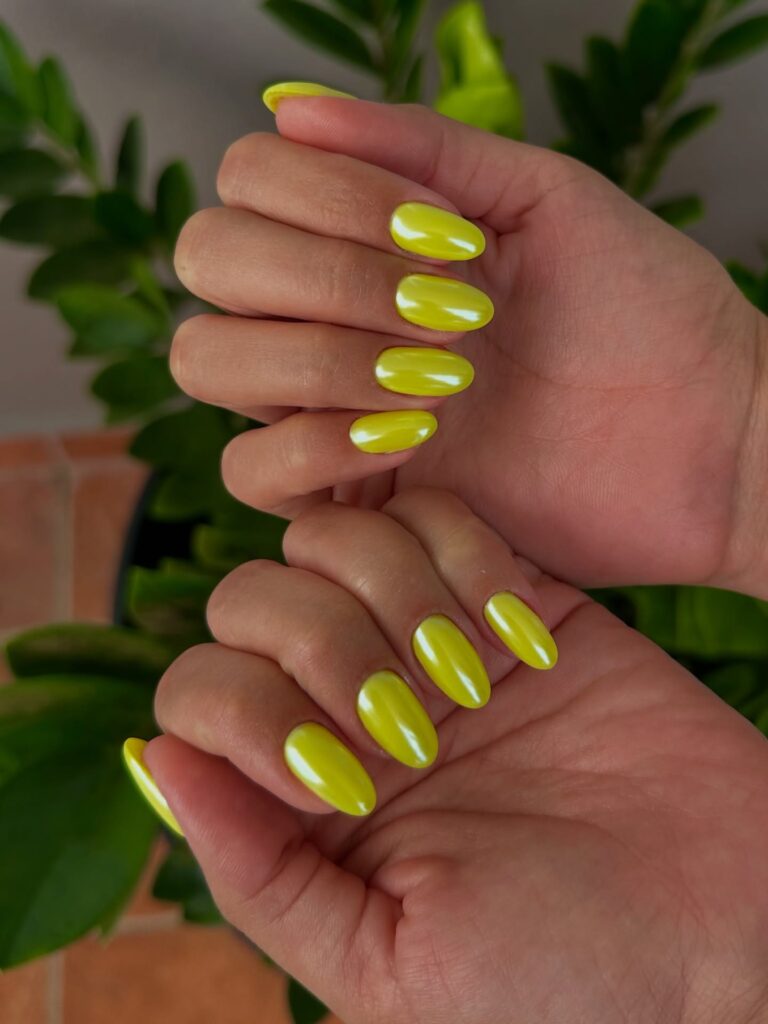 Neon Yellow Gloss Nails