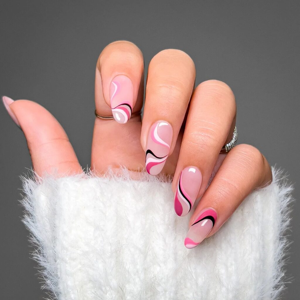 Pink and Black Wavy Lines