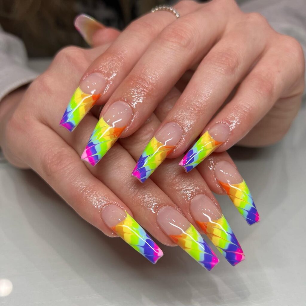 Rainbow Mermaid French Nails