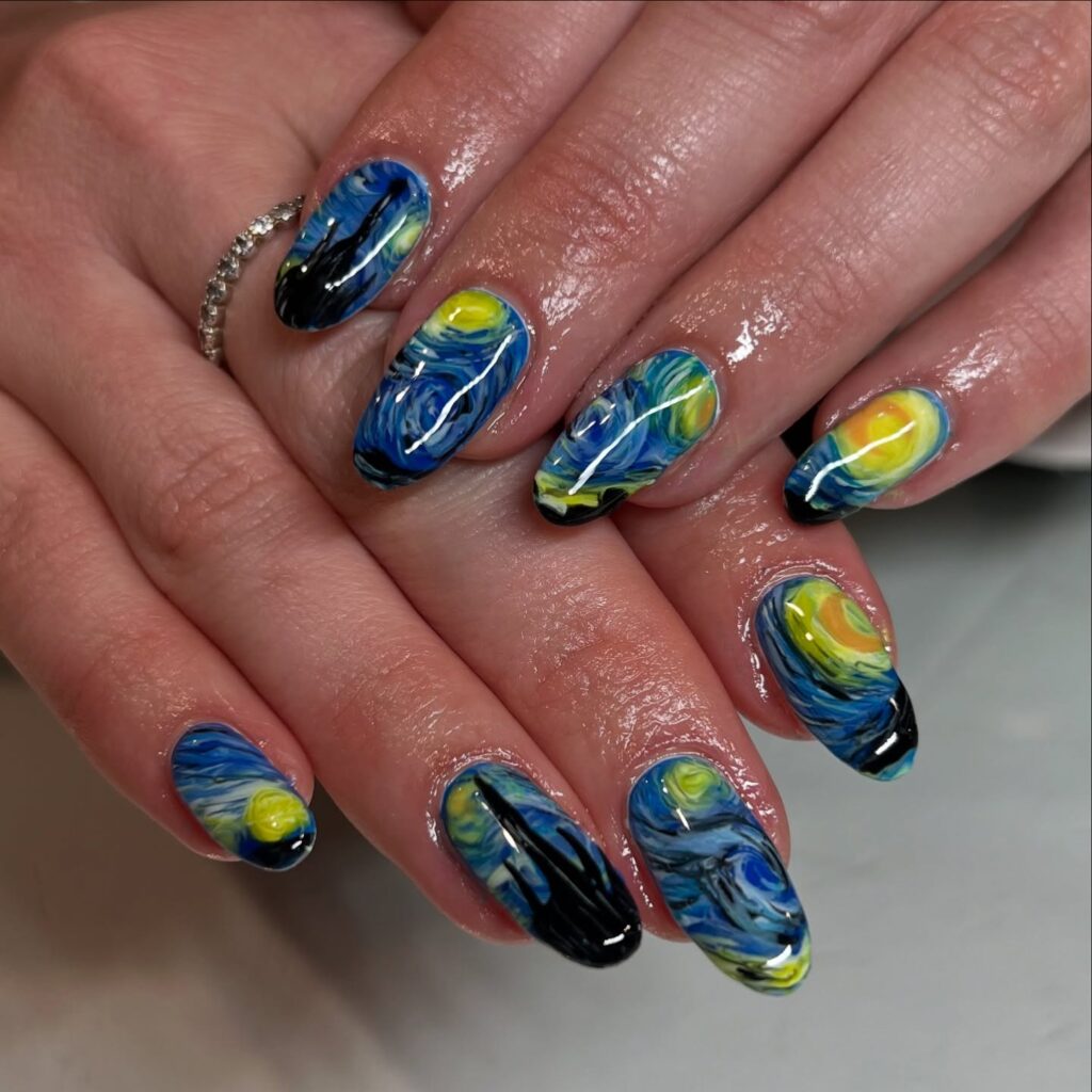 Starry Night Art Nails