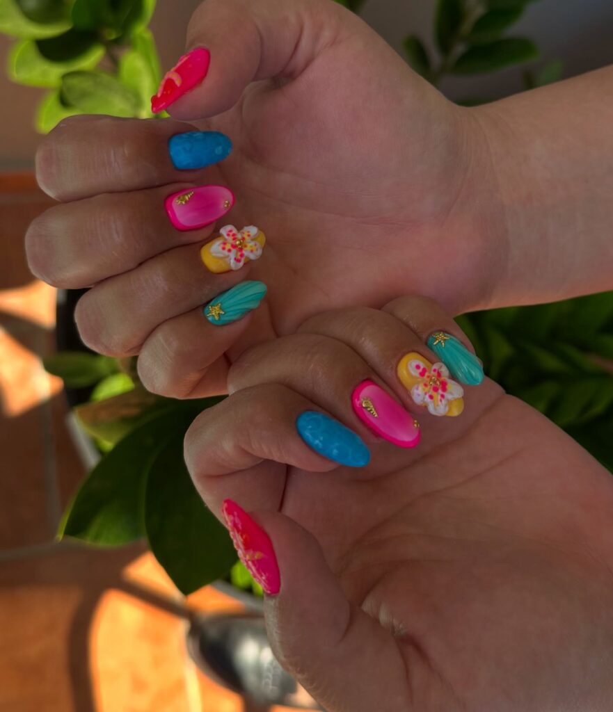 Tropical 3D Flower Nails