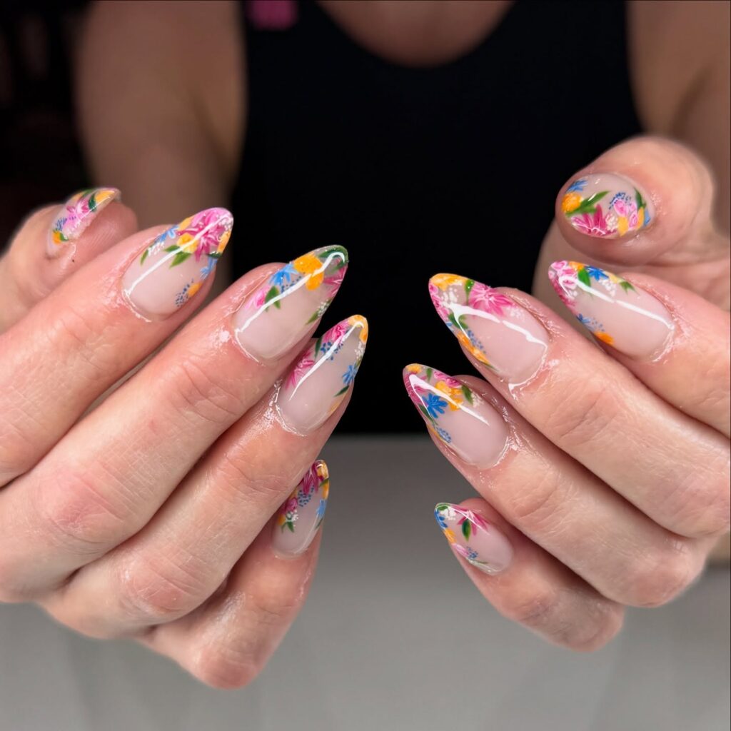 Tropical Floral French Tips