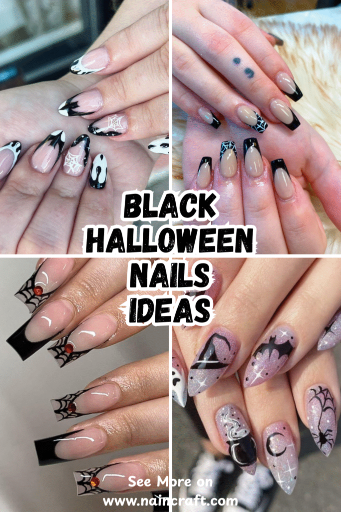 21 Easy Black Halloween Nails Ideas & Best Black Halloween Nail Designs For A Bold Spooky Look
