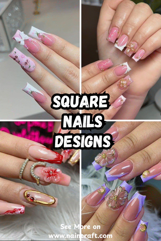 30 Stylish Square Nails Ideas & Unique Square Nail Designs For Everyday Wear