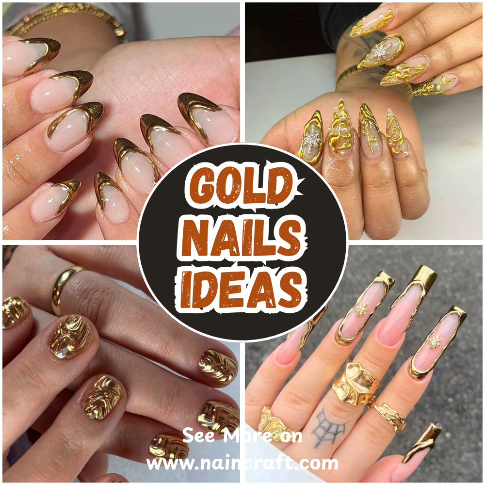 36 Gold Nails Ideas & Easy Gold Nail Designs That Look Fancy
