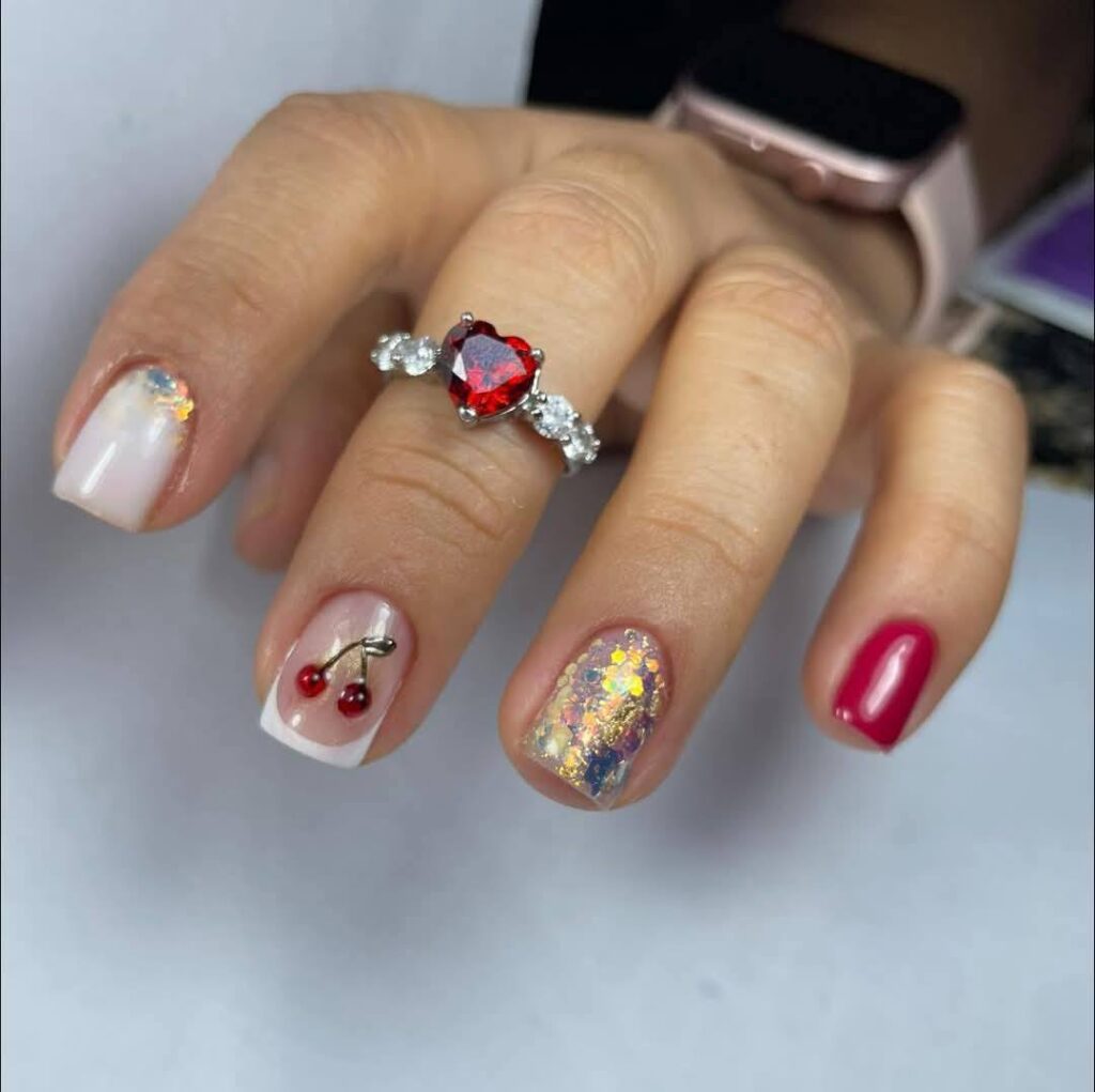 Cherry Accent with Holographic Glitter
