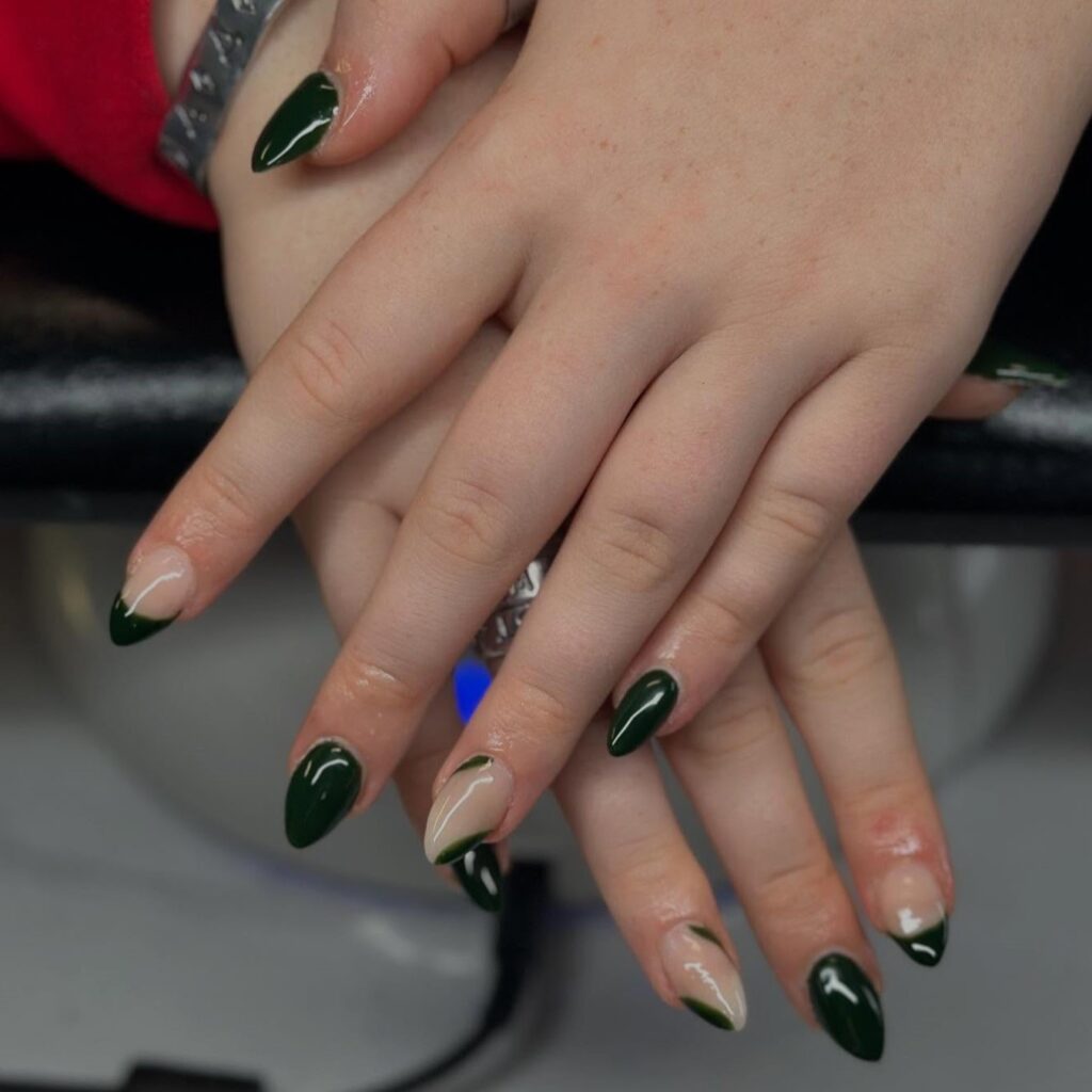 Fall Thanksgiving Nails with Olive Green Accents