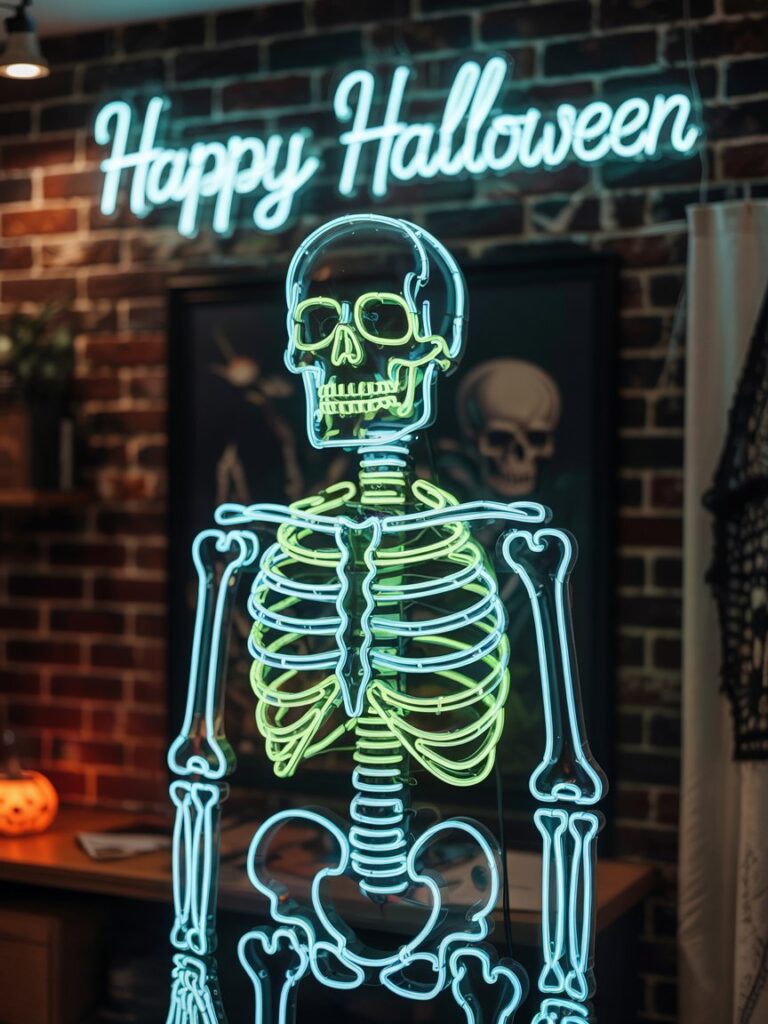 Glow Skeleton Art for Halloween Decorations Indoor Walls