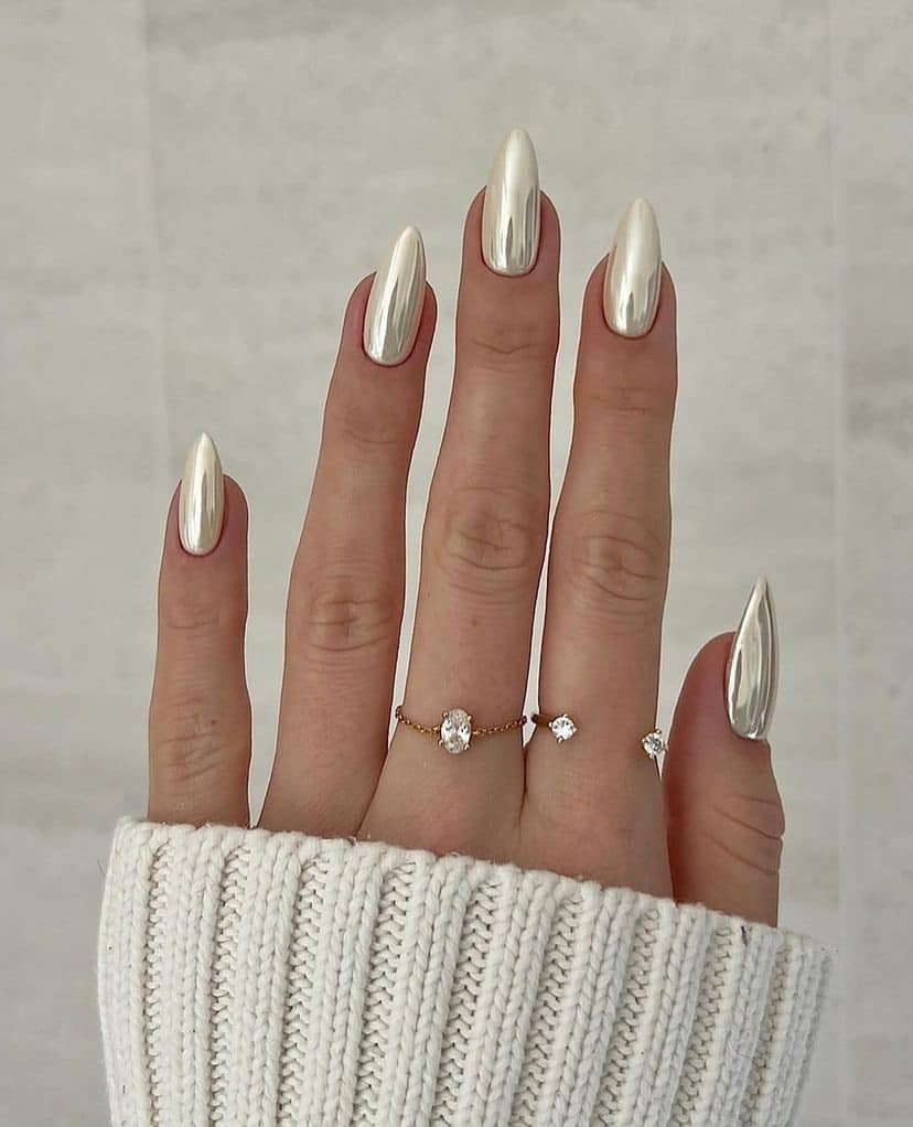 Wedding Nails in Metallic Silver