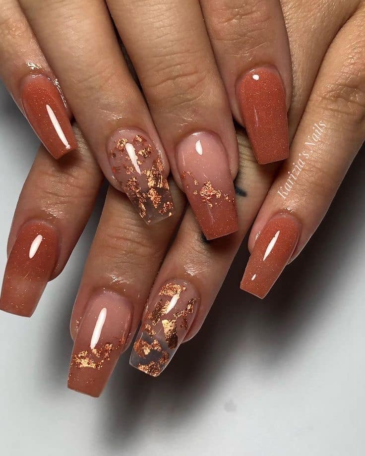 Wedding Nails with Burnt Orange Ombre