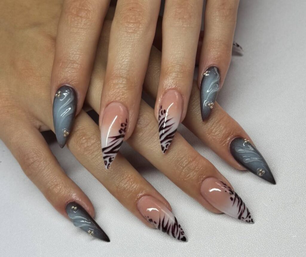 Wedding Nails with Swirls, Feathers & Gold