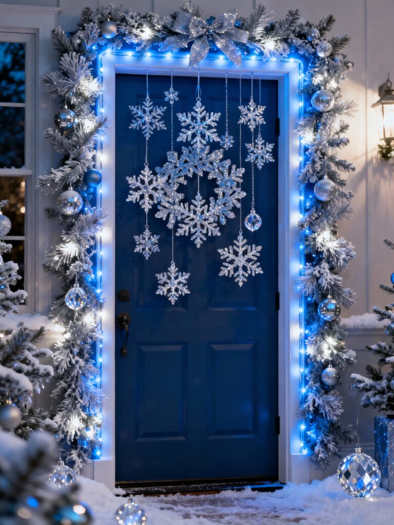 Blue Silver Snowflake Doorway