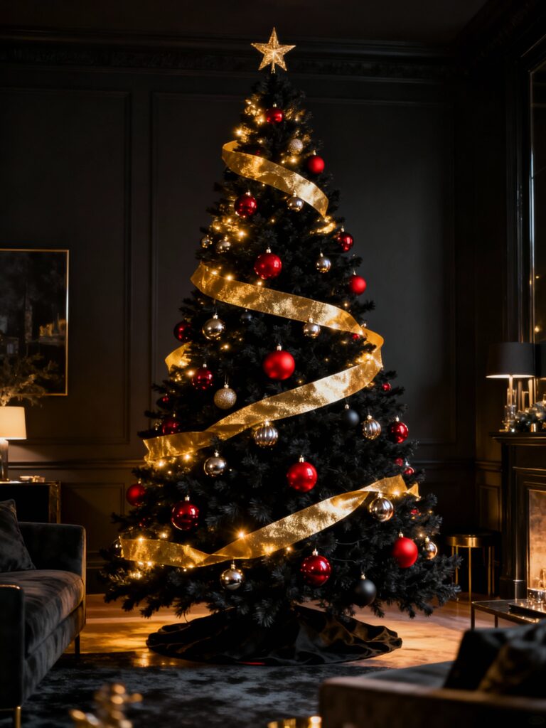 Bold Dramatic Black Christmas Tree