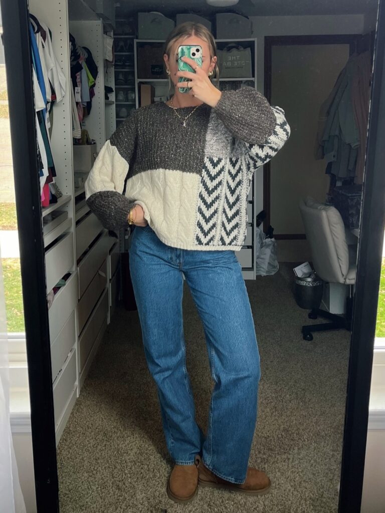 Color Block Sweater and Jeans