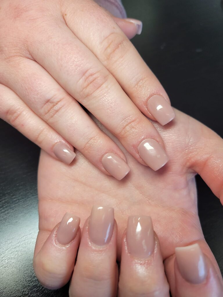 Cute Thanksgiving Nails in Nude Gloss