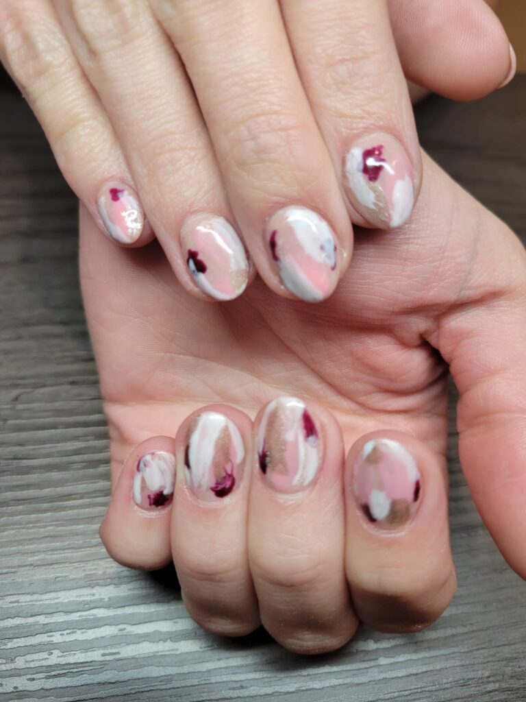Cute Thanksgiving Nails with Abstract Brush Strokes