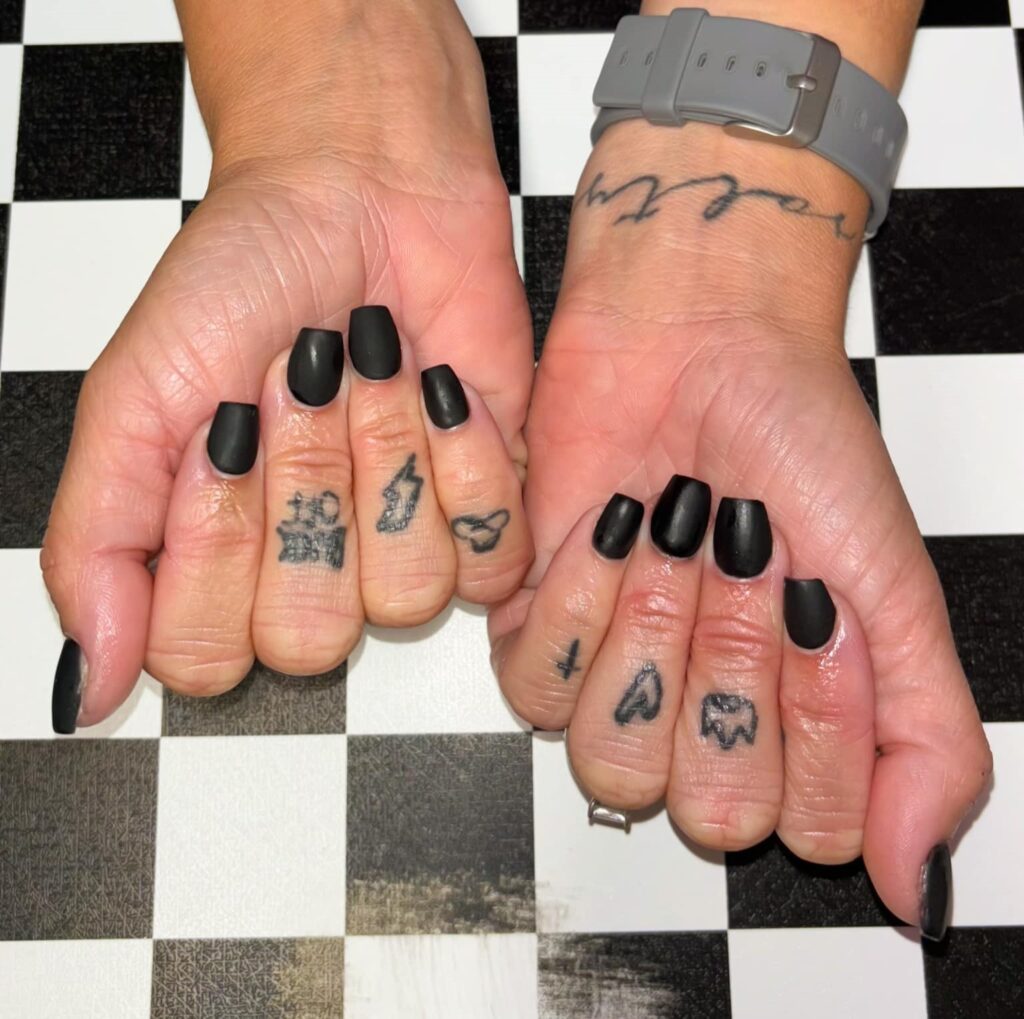 Matte Black Finish Simple Thanksgiving Nails