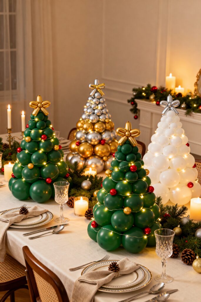 Mini Balloon Christmas Tree Centerpieces