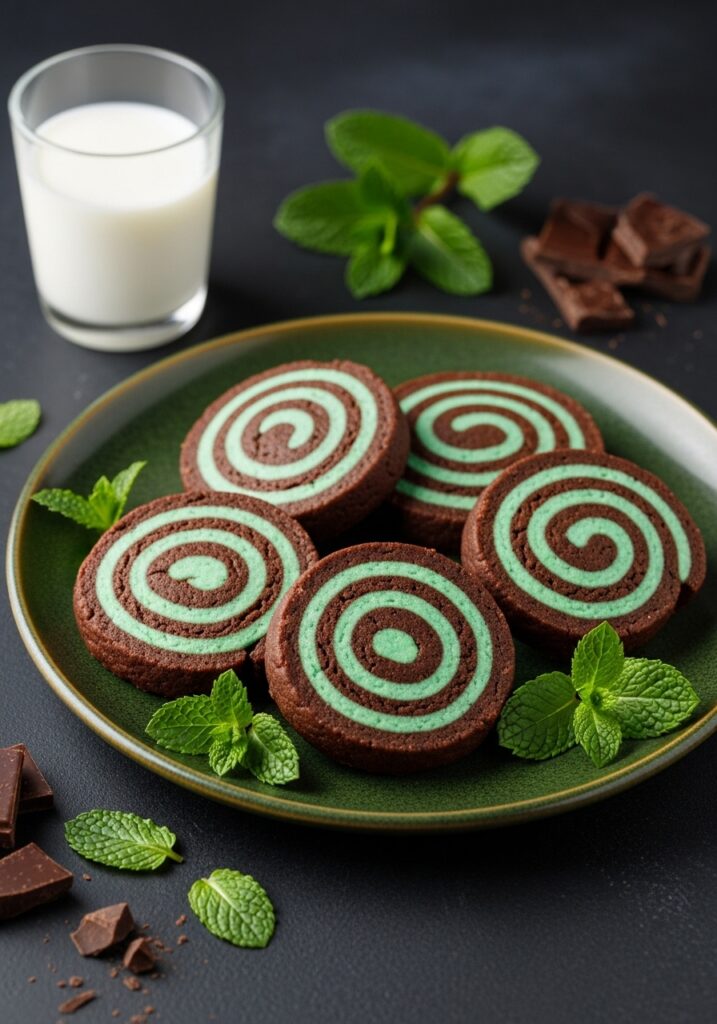 Mint Chocolate Pinwheel Cookies