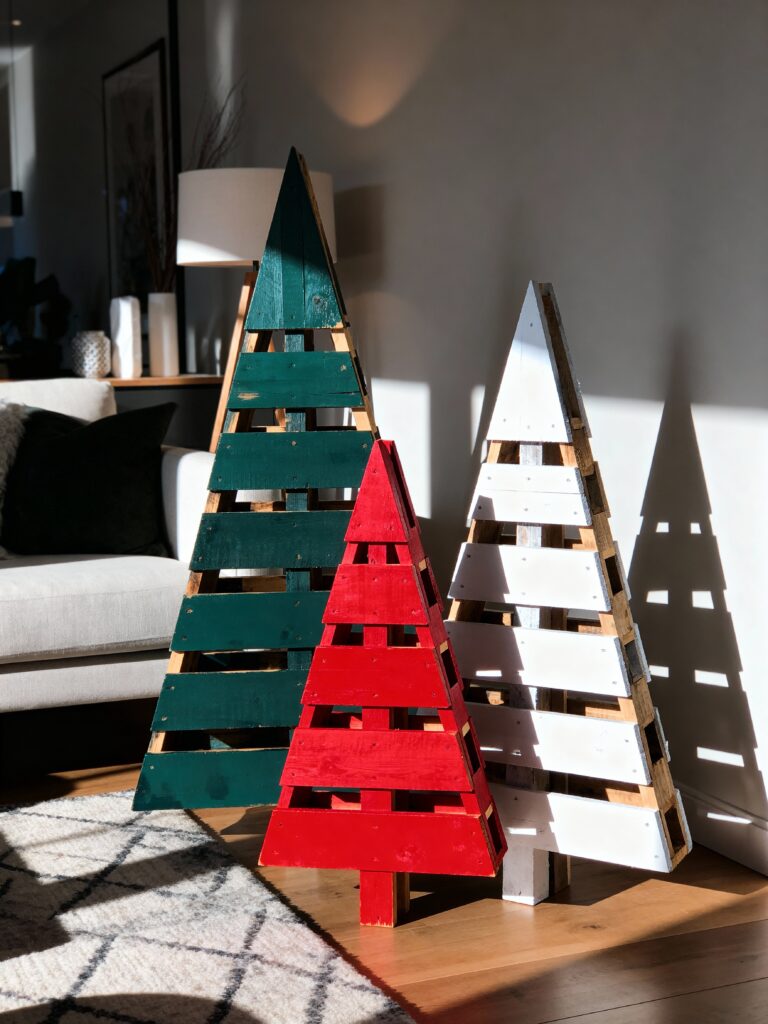 Modern Geometric Triangle Pallet Trees Christmas Decor