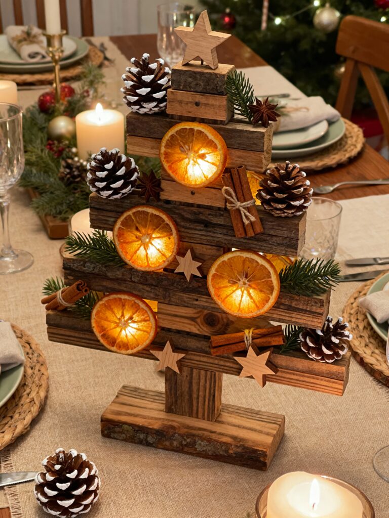 Natural Wood Pallet Tree Centerpiece Christmas Decor
